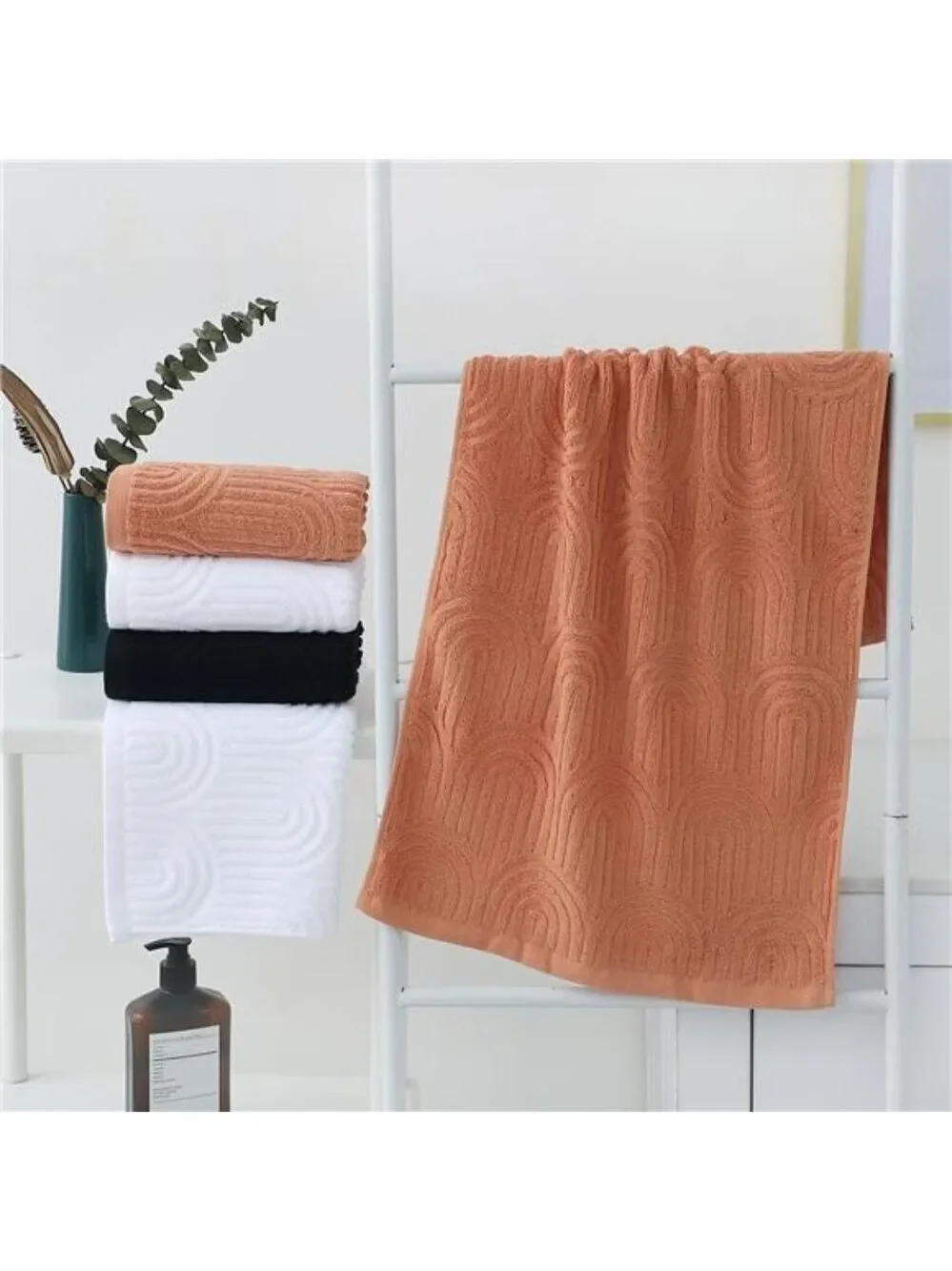 Cotton hand towel set 2 piece striped absorbent soft decorative bathroom kitchen